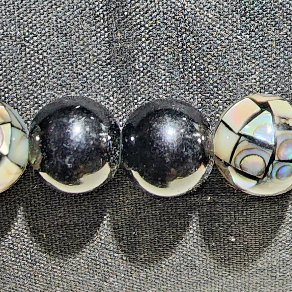 Onyx and marcasite stretch beaded bracelet - Picture 4 of 4